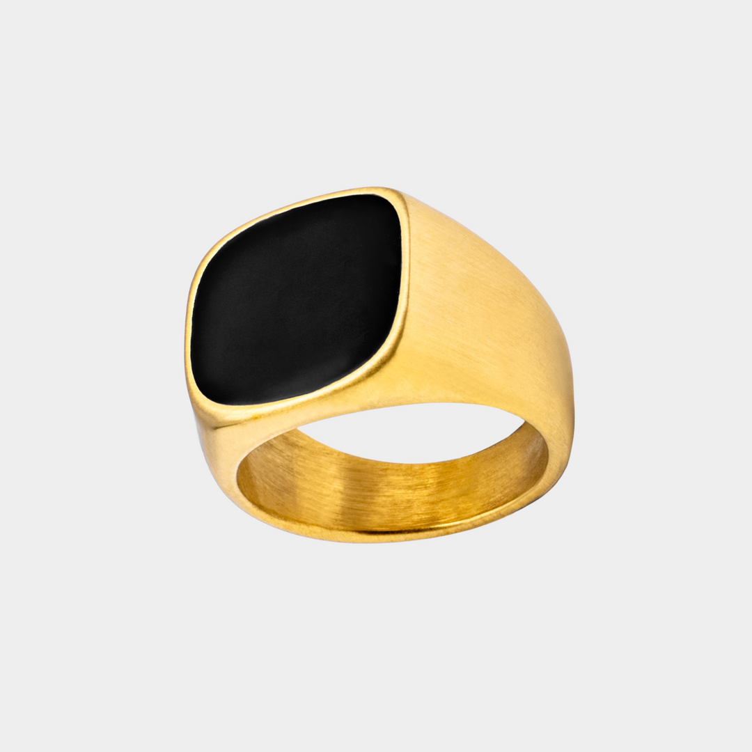 Gold Onyx Stone 20MM Signet Ring