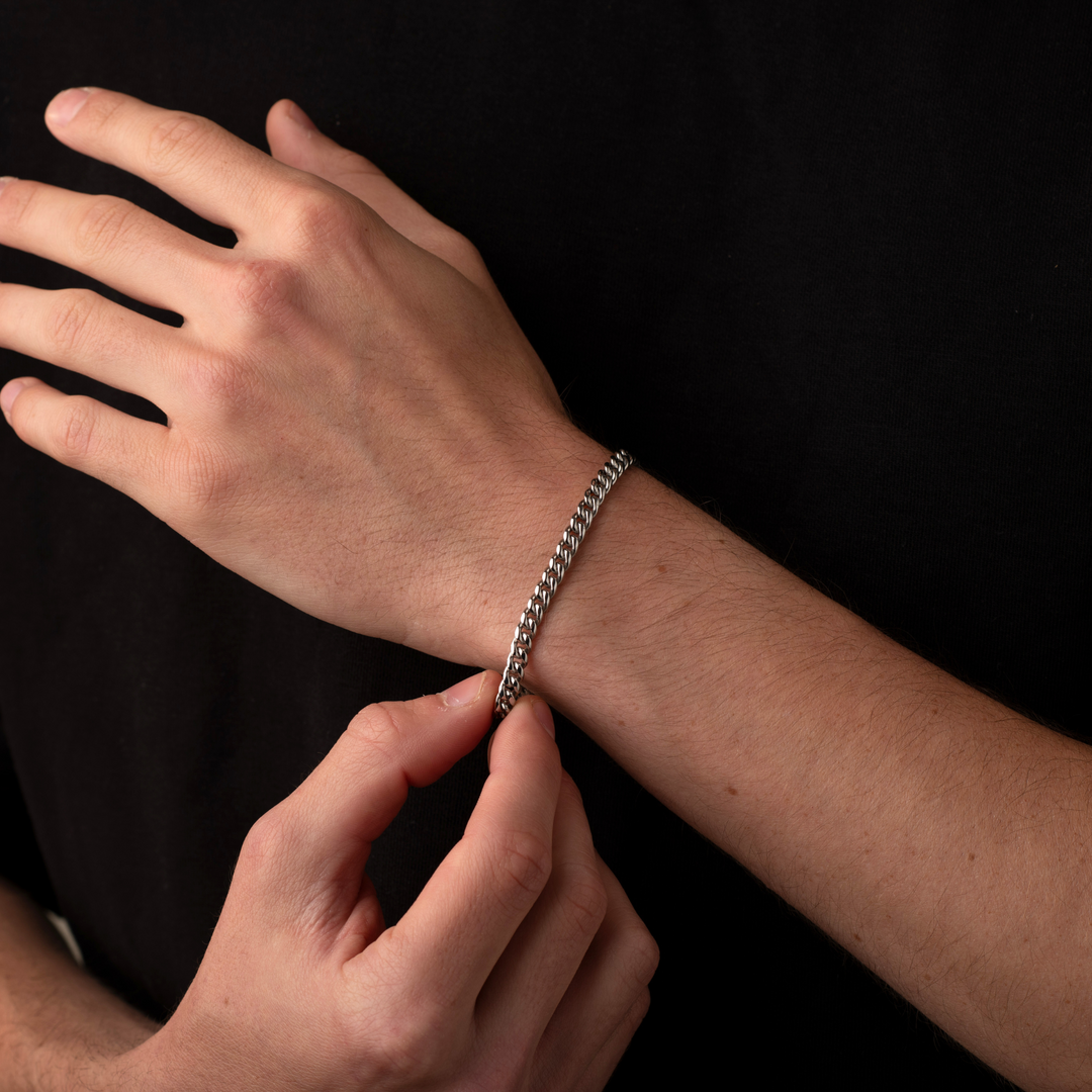 Silver Cuban Bracelet & Chain Set – 5mm