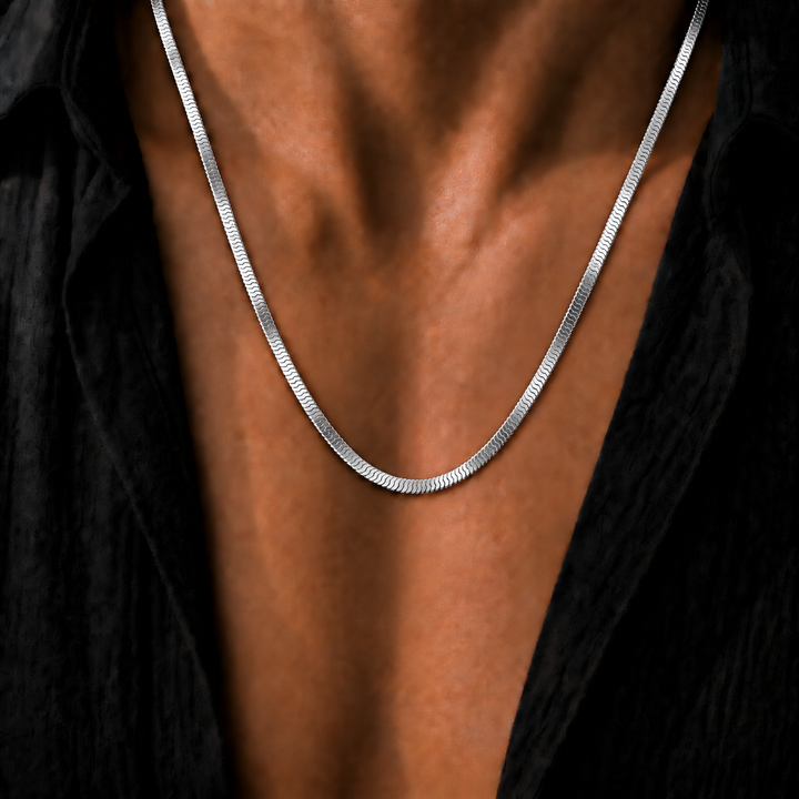 Silver Herringbone Chain Necklace – 5mm