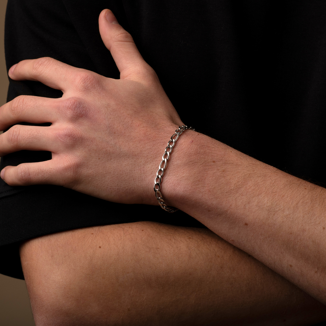 Silver Figaro Chain Bracelet 5MM