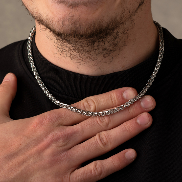 5mm Wheat Chain Necklace Silver
