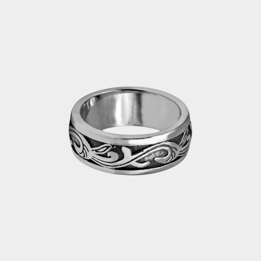 Silver Plant Band Ring