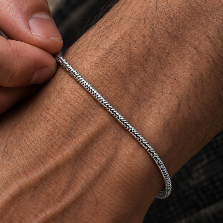 Silver Snake Bracelet – 3mm Round