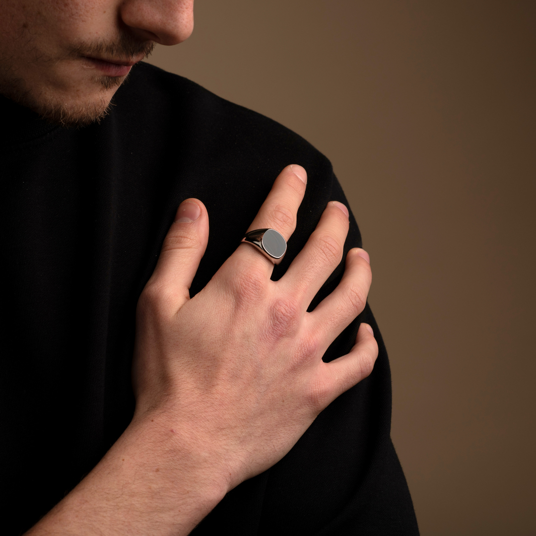 Silver Onyx Stone Signet Ring