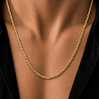 3mm wheat chain necklace in 18k gold that can be personalised.