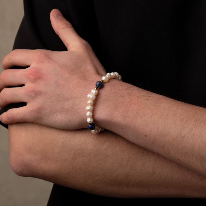 Lapis Lazuli Stone Pearls Bracelet