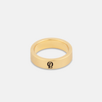 Gold Outrage Signature Band Ring 5MM on a white background