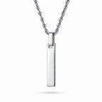Silver 4-Sided Engraved Bar Necklace Pendant