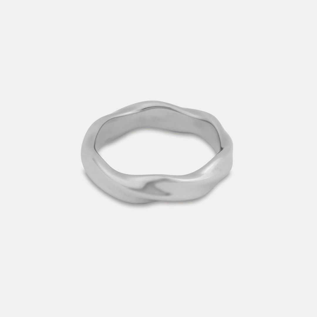 Silver Wavy Band Ring 6MM on a white background