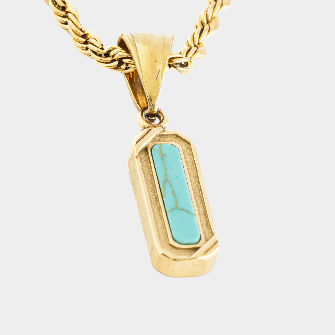 Gold Belgravia Genuine Turquoise Stone Necklace Pendant