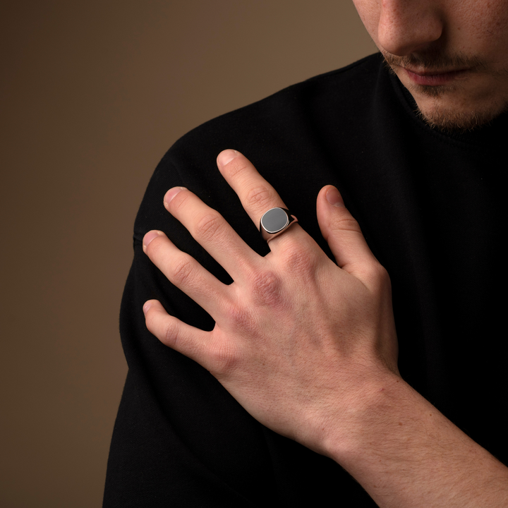 Silver Onyx Stone Signet Ring