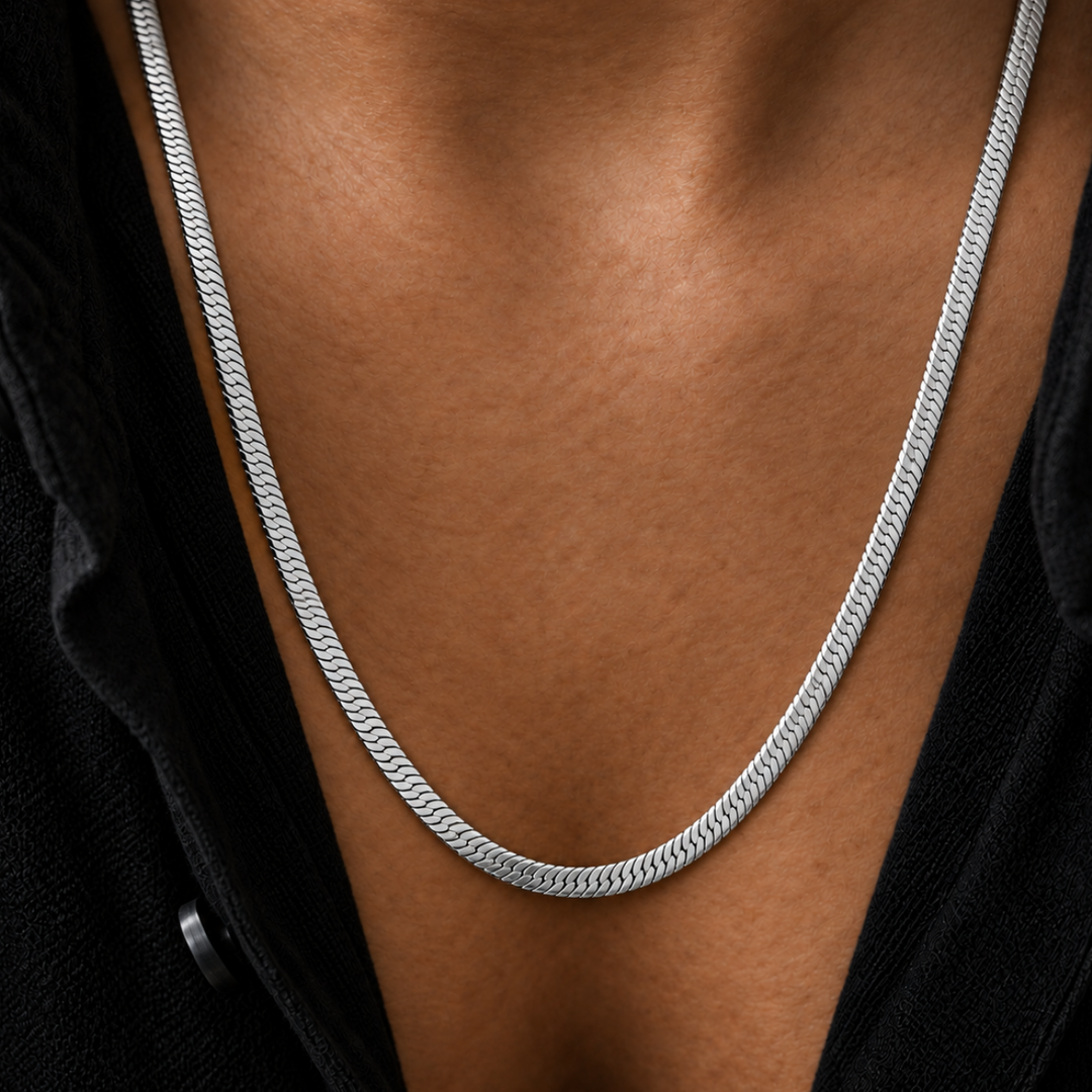 Silver Herringbone Chain Necklace – 5mm