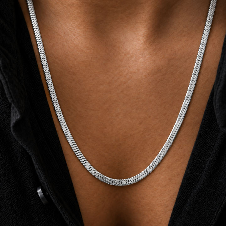 Silver Herringbone Chain Necklace – 5mm