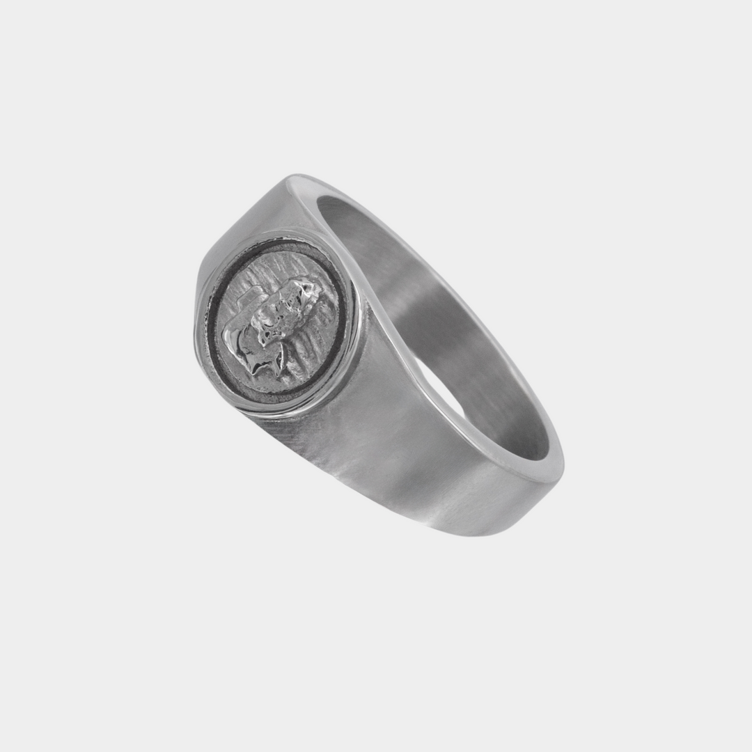 Silver Zeus God Signet Ring