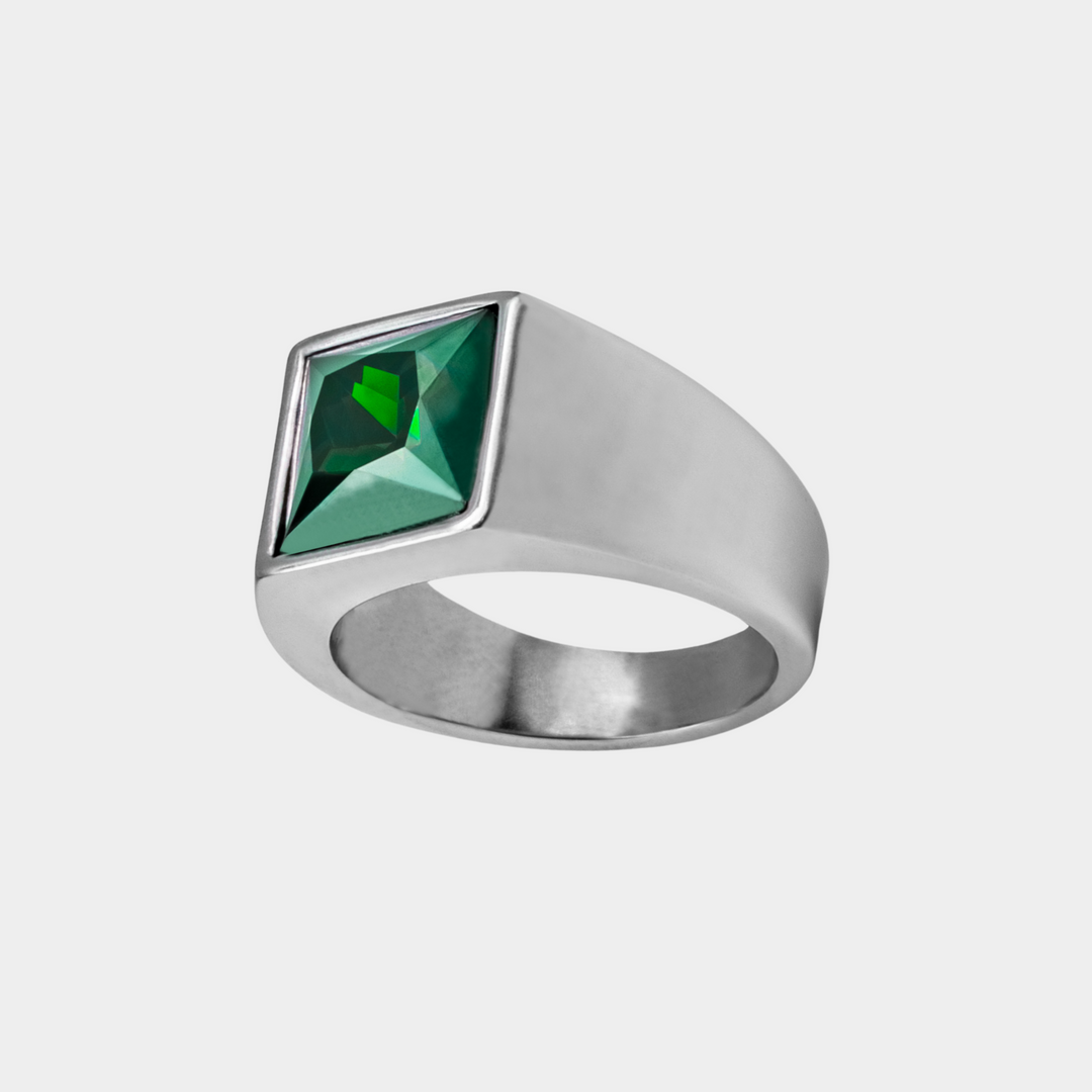 Silver Green Brazilian Stone Signet Ring