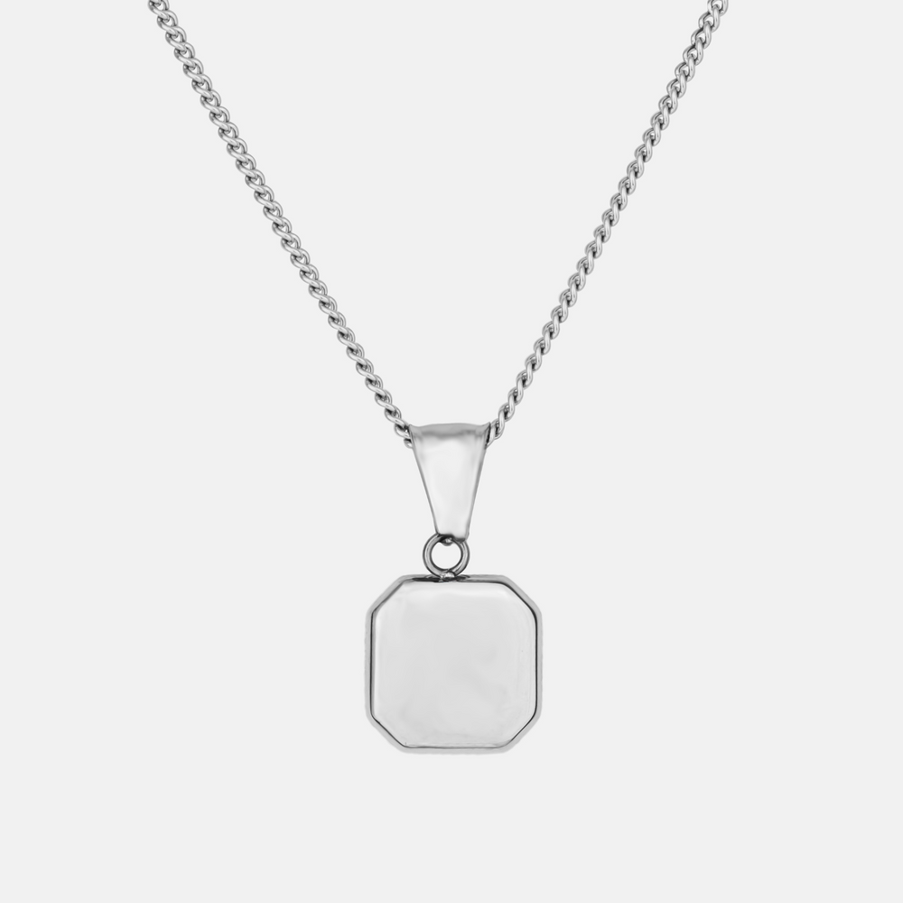 Silver Onyx Stone Necklace Pendant on a white background