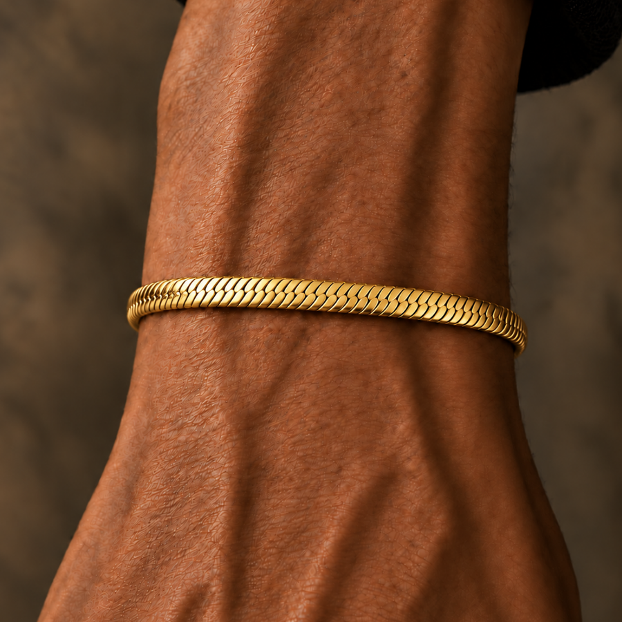 Gold Flat Herringbone Bracelet – 5mm