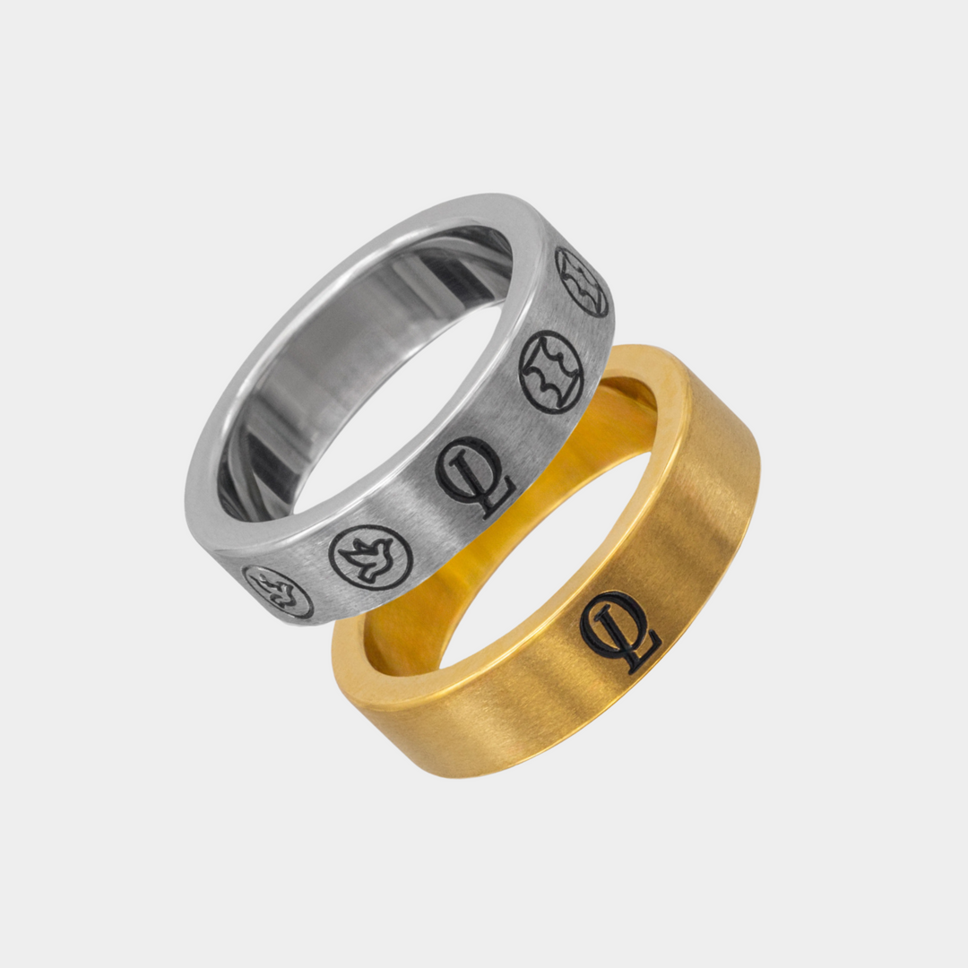 Silver & Gold Pair Of Freedom Band Rings