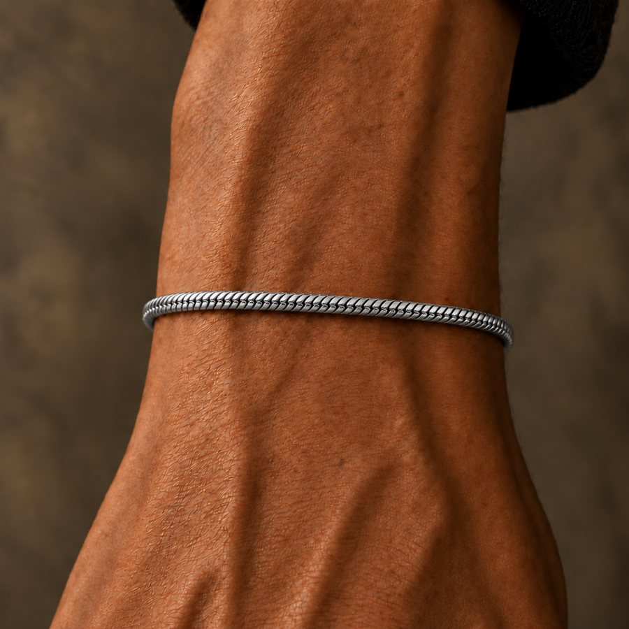Silver Snake Bracelet – 3mm Round
