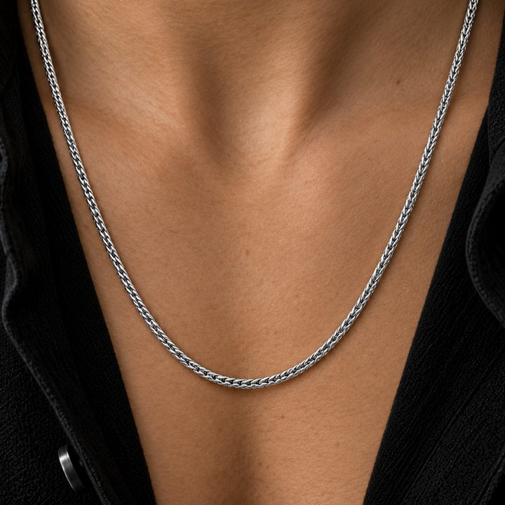 Silver Wheat Chain Necklace - 3mm