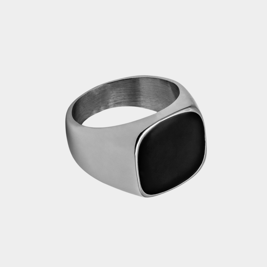 Silver Onyx Stone 20MM  Signet Ring