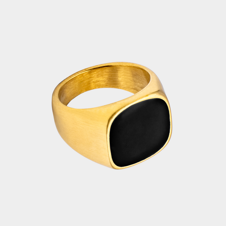 Gold Onyx Stone 20MM Signet Ring