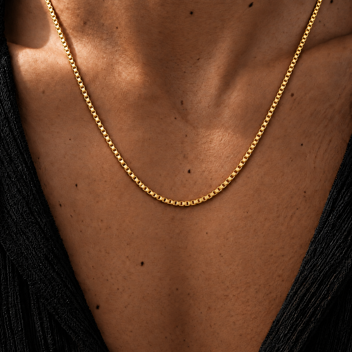 Gold Square Box Chain Necklace - 3mm