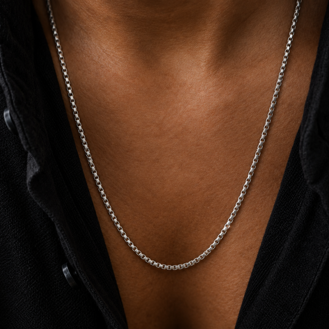 Silver Box Chain Necklace -3mm