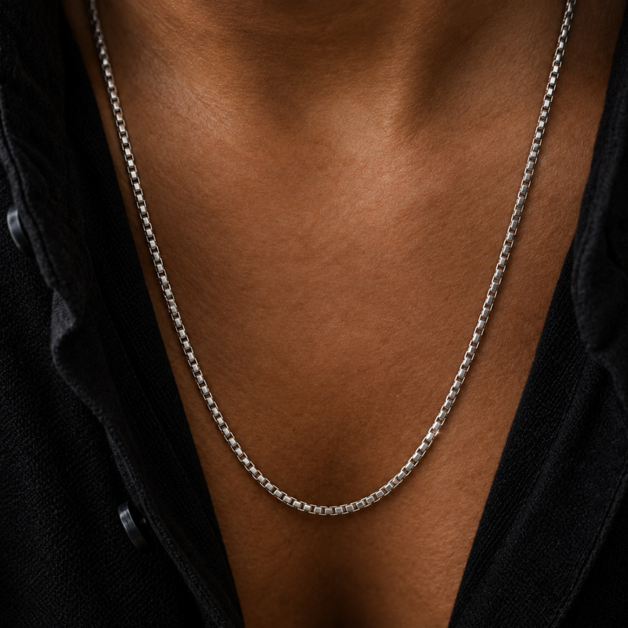 Silver Box Chain Necklace -3mm