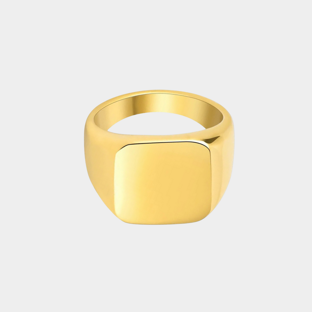 Gold Square Face Signet Ring