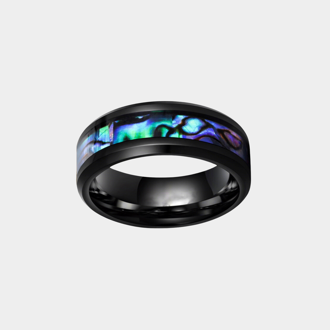 Black Abalone Band Ring 6MM