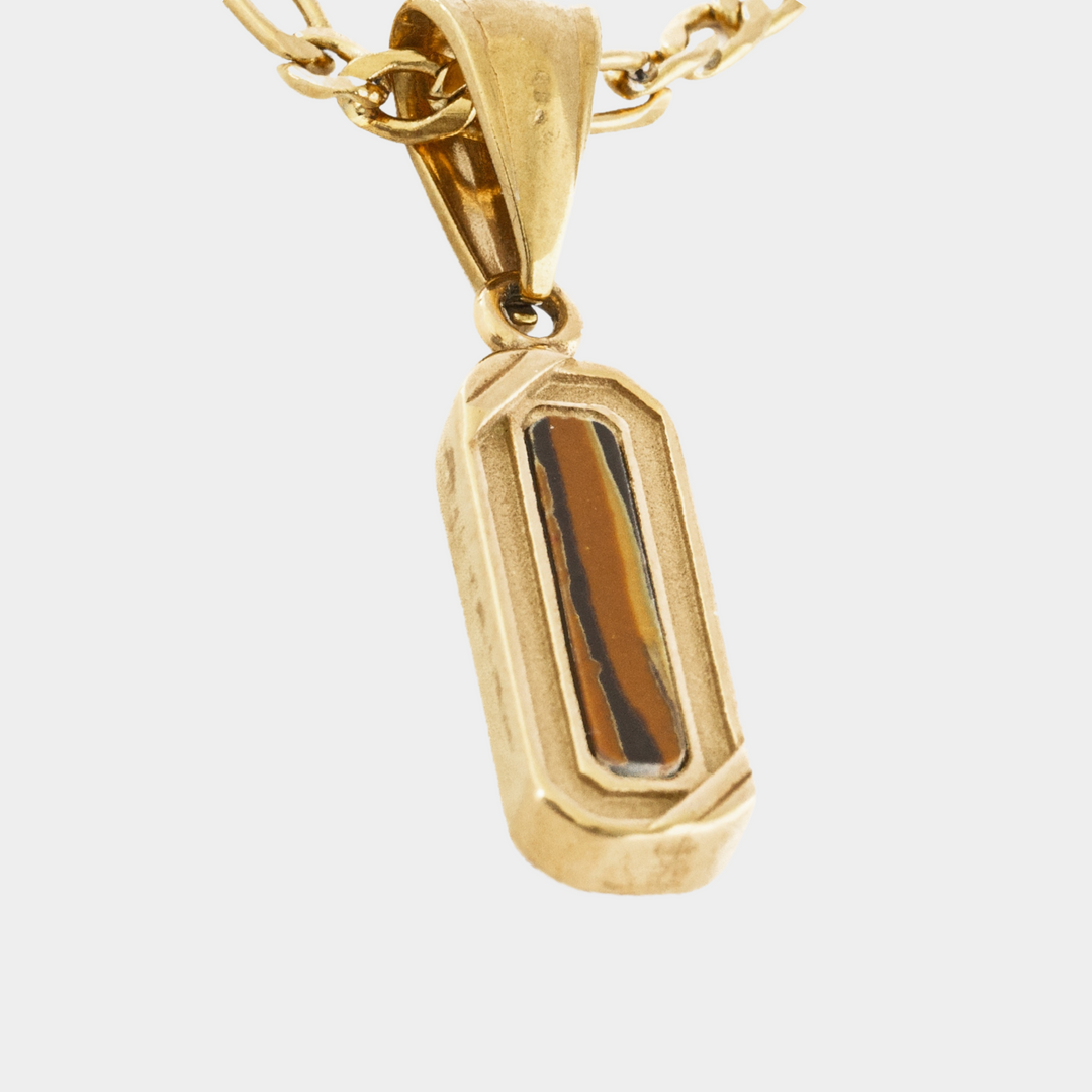 Gold Covent Pendant Genuine Tiger Eye Stone Necklace Pendant