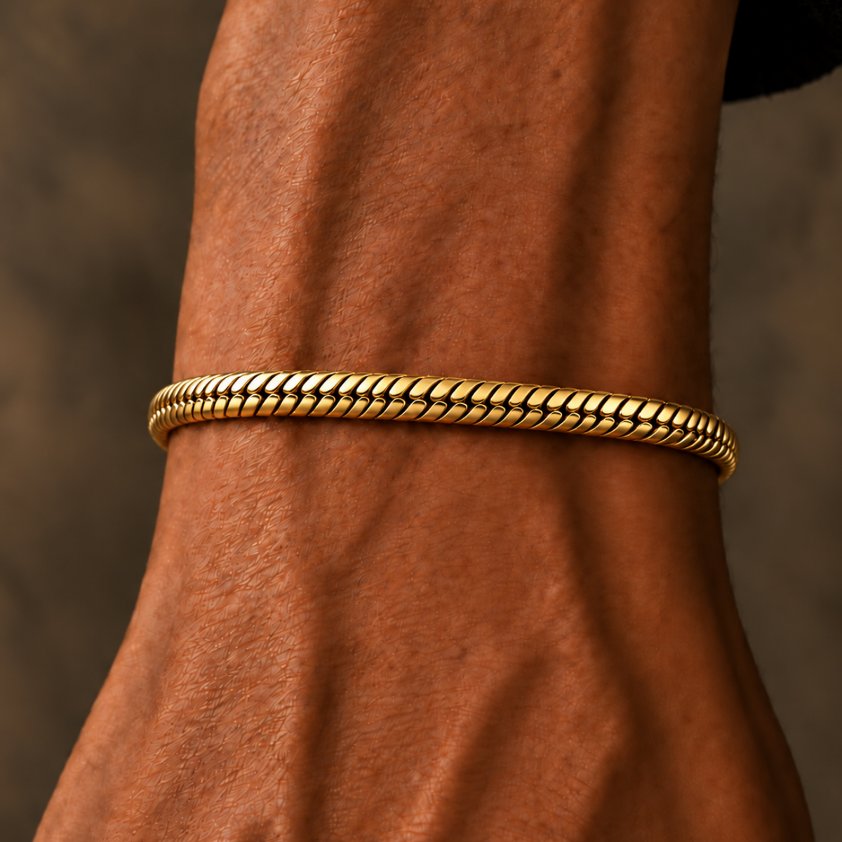 Gold Snake Bracelet – 5mm Round