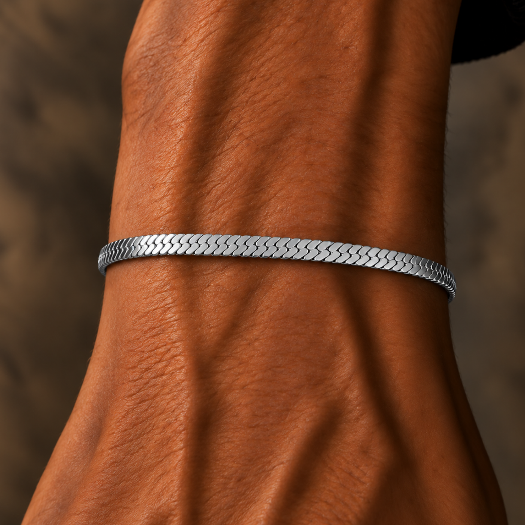 Silver Flat Herringbone Bracelet – 5mm