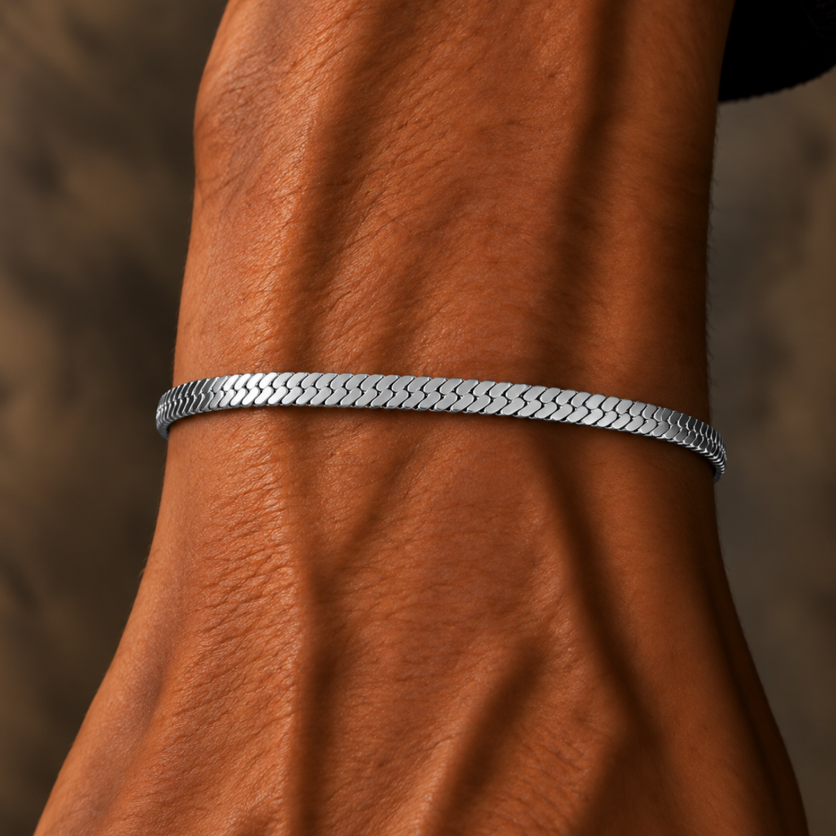 Silver Flat Herringbone Bracelet – 5mm