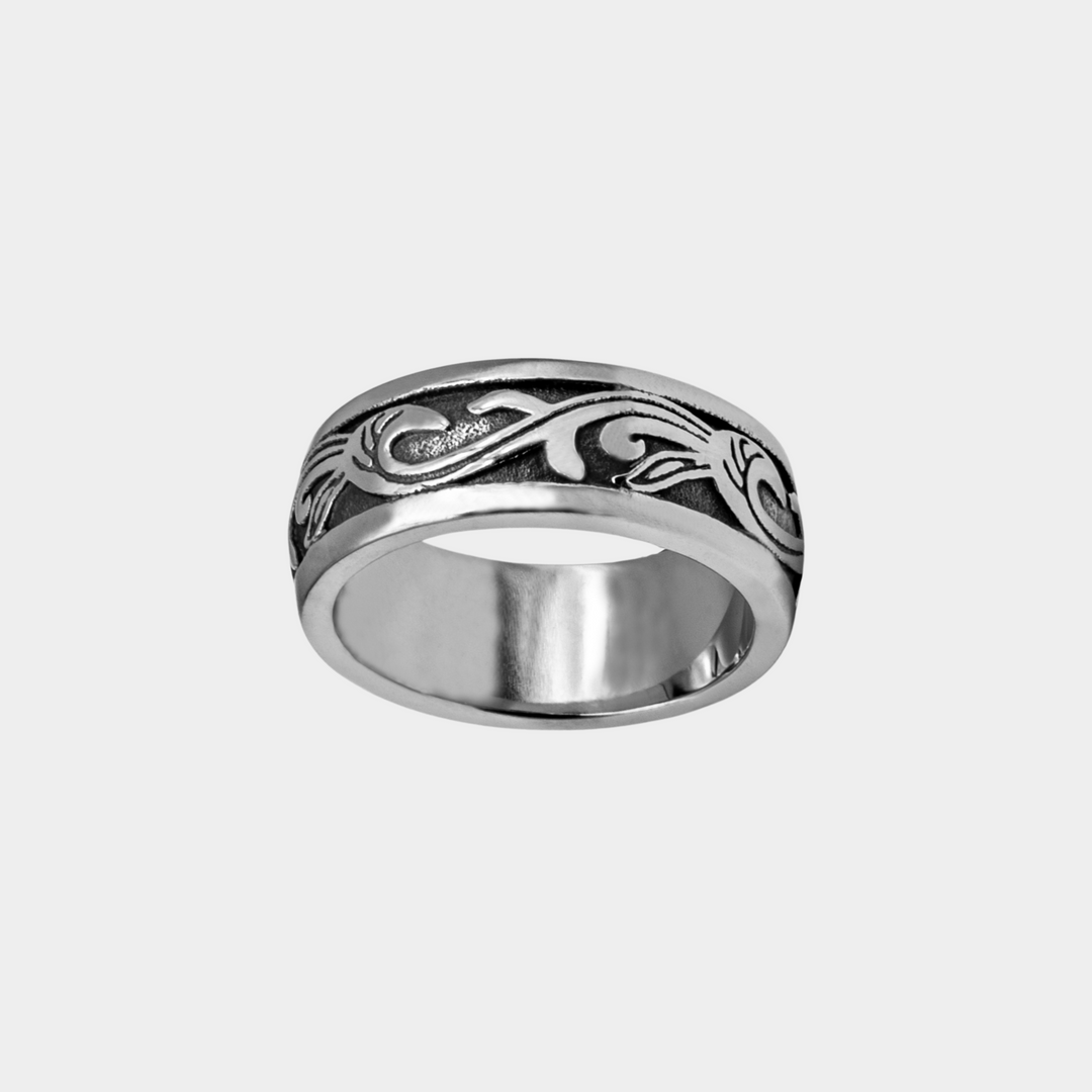 Silver Plant Band Ring