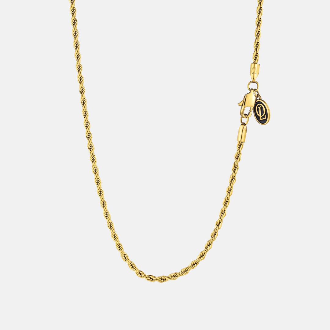 Gold Rope Chain Necklace 3MM on a white background