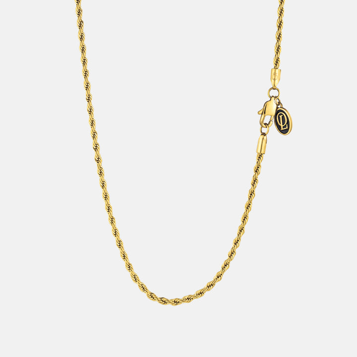 Gold Rope Chain Necklace 3MM on a white background