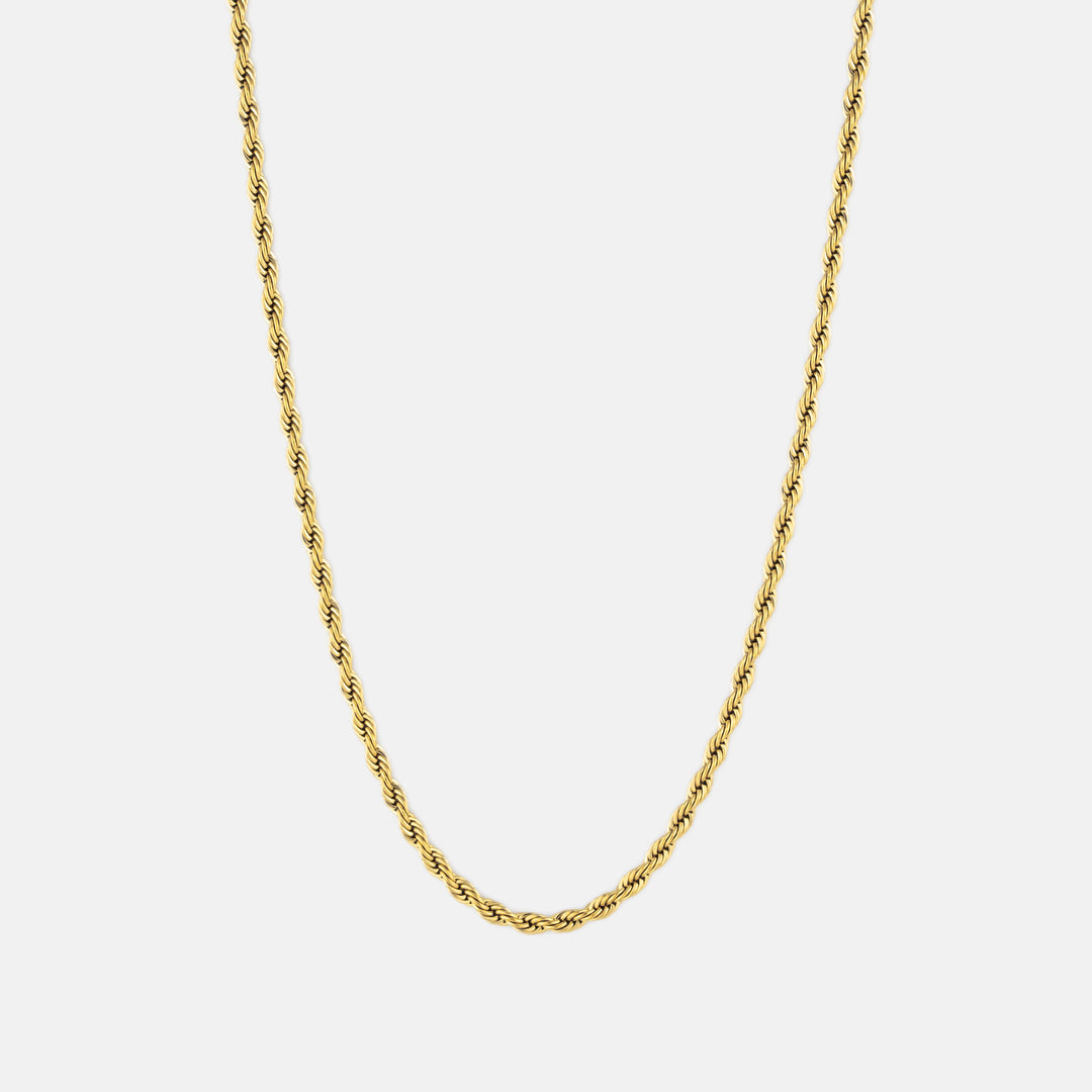 Gold Rope Chain Necklace 3MM on a white background