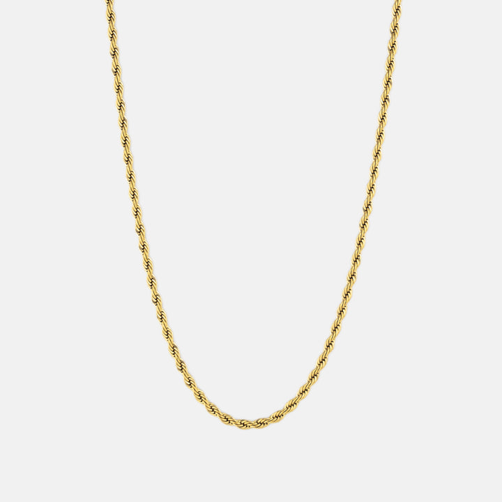 Gold Rope Chain Necklace 3MM on a white background