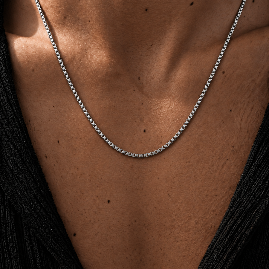 Silver Box Chain Necklace -3mm