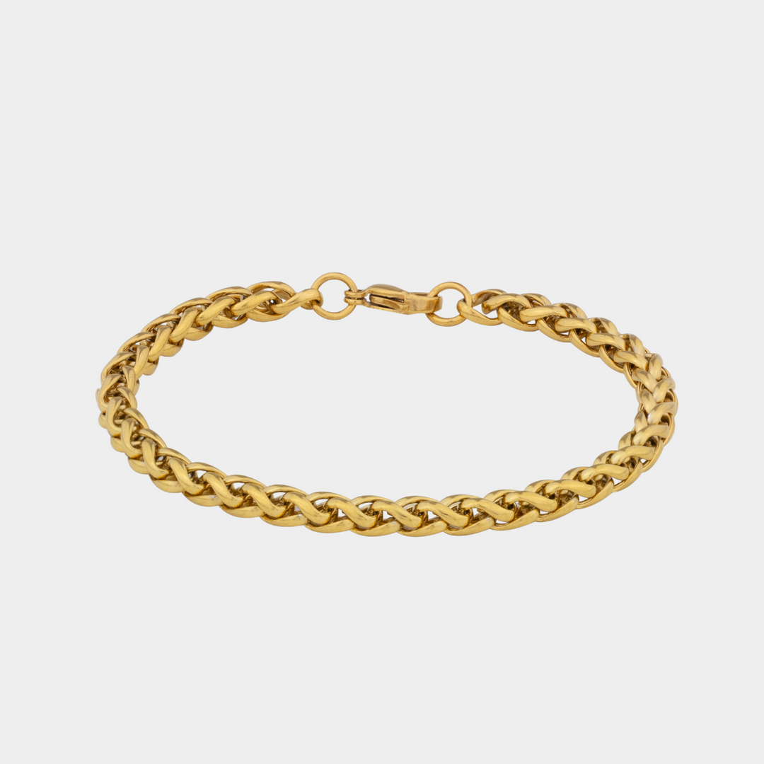 5mm Wheat Bracelet Gold on a white background