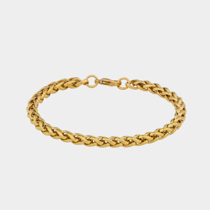 5mm Wheat Bracelet Gold on a white background