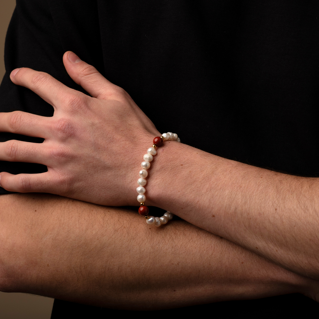 Jasper Stone Pearls Bracelet