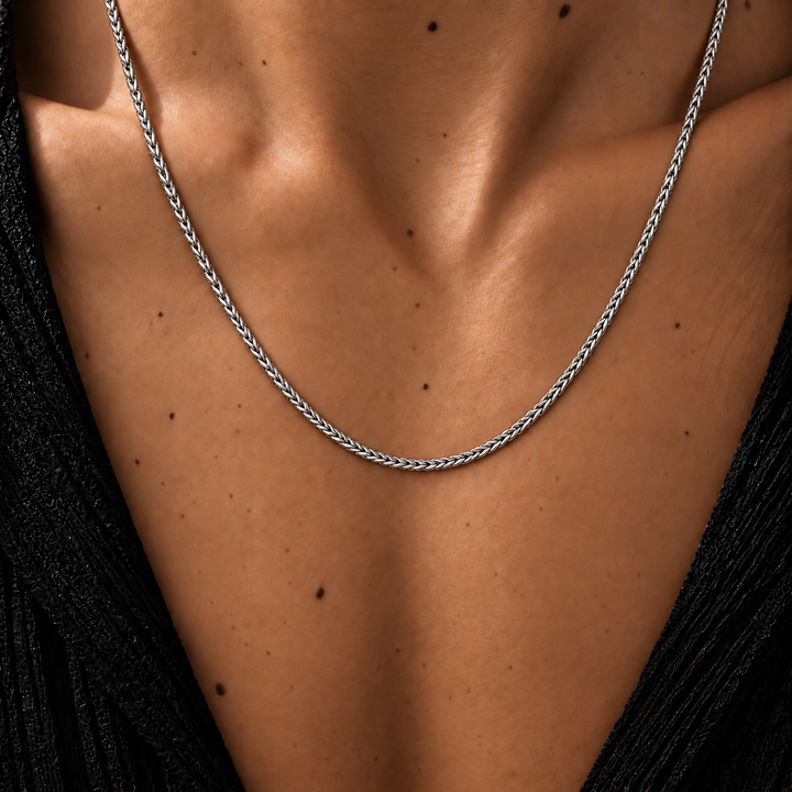 Silver Wheat Chain Necklace - 3mm