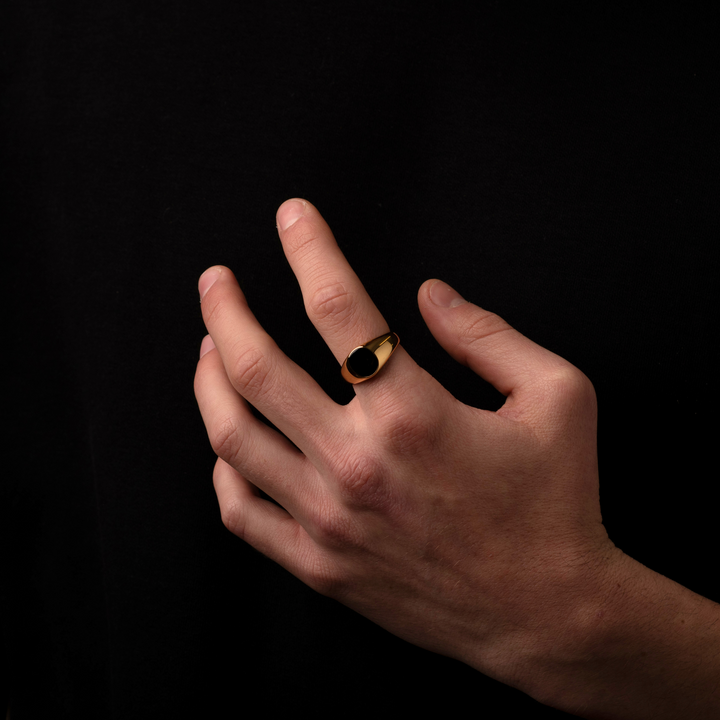 Gold Onyx Stone Signet Ring