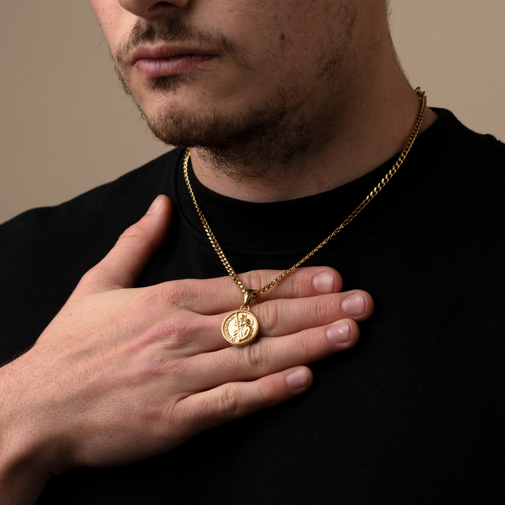 Gold St Christopher Necklace Pendant