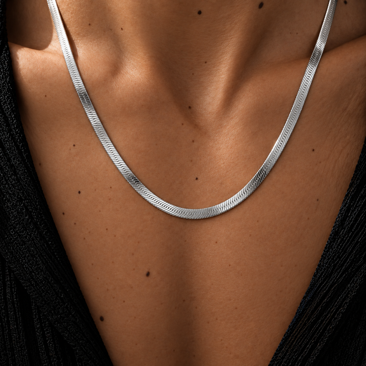 Silver Herringbone Chain Necklace – 5mm