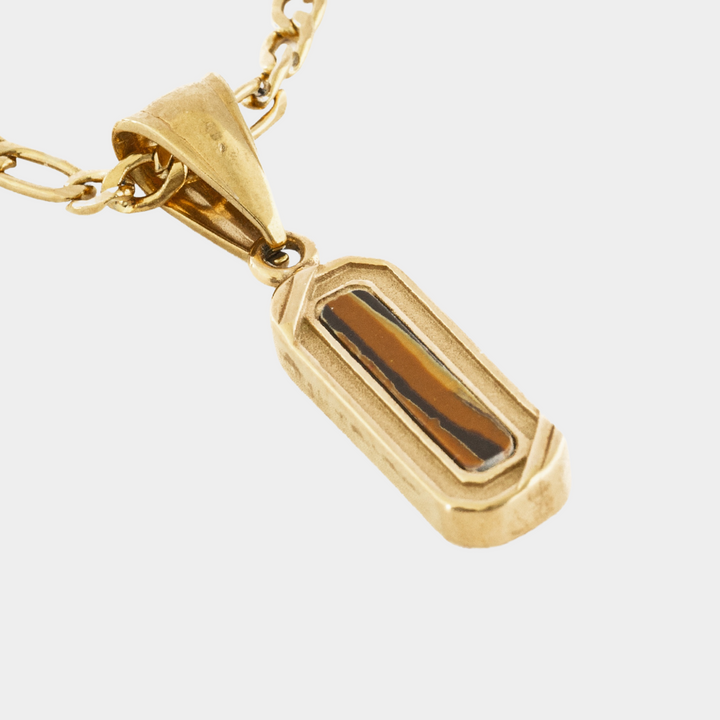 Gold Covent Pendant Genuine Tiger Eye Stone Necklace Pendant