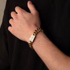 Man Wearing a Gold Cuban Chain Bracelet 11MM